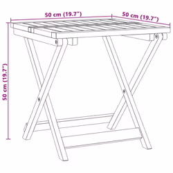 vidaXL Folding Garden Table Outdoor Table Patio Dining Table Solid Wood Acacia - 50 x 50 x 50 cm - Additional view 3