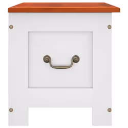 vidaXL Storage Chest with Lid Home Organiser Storage Toy Box Solid Wood Acacia - brown and white, 70 x 35 x 37 cm - Additional view 4
