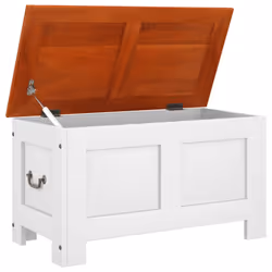 vidaXL Storage Chest with Lid Home Organiser Storage Toy Box Solid Wood Acacia - brown and white, 70 x 35 x 37 cm - Additional view 6