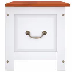 vidaXL Storage Chest with Lid Home Organiser Storage Toy Box Solid Wood Acacia - brown and white, 90 x 45 x 47 cm - Additional view 4