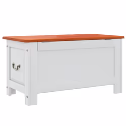 vidaXL Storage Chest with Lid Home Organiser Storage Toy Box Solid Wood Acacia - brown and white, 90 x 45 x 47 cm - Additional view 5
