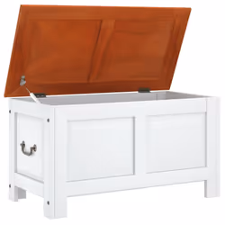 vidaXL Storage Chest with Lid Home Organiser Storage Toy Box Solid Wood Acacia - brown and white, 90 x 45 x 47 cm - Additional view 6