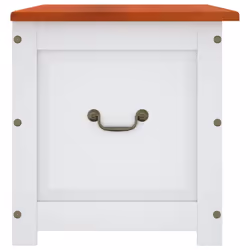 vidaXL Storage Chest with Lid Home Organiser Storage Toy Box Solid Wood Acacia - brown and white, 110 x 55 x 57 cm - Additional view 4