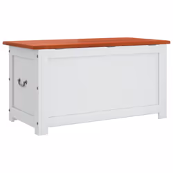 vidaXL Storage Chest with Lid Home Organiser Storage Toy Box Solid Wood Acacia - brown and white, 110 x 55 x 57 cm - Additional view 5