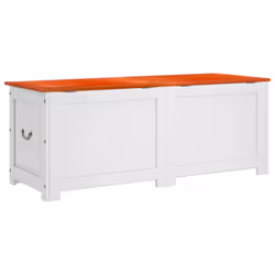 vidaXL Storage Chest with Lid Home Organiser Storage Toy Box Solid Wood Acacia - brown and white, 150 x 55 x 57 cm - Additional view 5