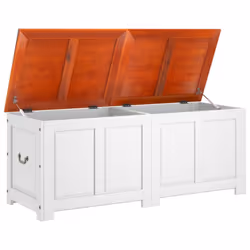 vidaXL Storage Chest with Lid Home Organiser Storage Toy Box Solid Wood Acacia - brown and white, 150 x 55 x 57 cm - Additional view 6