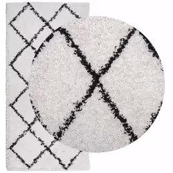 vidaXL Shaggy Rug Floor Mat Fluffy Rug Area Rug PAMPLONA High Pile Modern - cream and black, 100 x 200 cm - Additional view 2