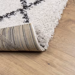 vidaXL Shaggy Rug Floor Mat Fluffy Rug Area Rug PAMPLONA High Pile Modern - cream and black, 100 x 200 cm - Additional view 4