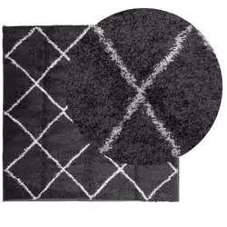 vidaXL Shaggy Rug Floor Mat Fluffy Rug Area Rug PAMPLONA High Pile Modern - black and cream, 120 x 120 cm - Additional view 2