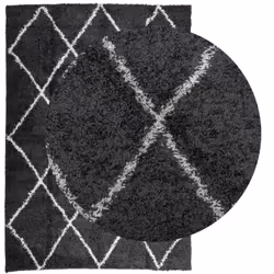vidaXL Shaggy Rug Floor Mat Fluffy Rug Area Rug PAMPLONA High Pile Modern - black and cream, 140 x 200 cm - Additional view 2