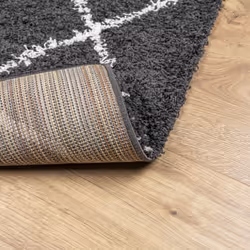 vidaXL Shaggy Rug Floor Mat Fluffy Rug Area Rug PAMPLONA High Pile Modern - black and cream, 140 x 200 cm - Additional view 4