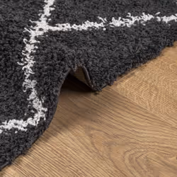 vidaXL Shaggy Rug Floor Mat Fluffy Rug Area Rug PAMPLONA High Pile Modern - black and cream, 140 x 200 cm - Additional view 5