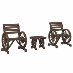 vidaXL Garden Lounge Set 3 Piece Outdoor Table and Chairs Set Solid Wood Fir