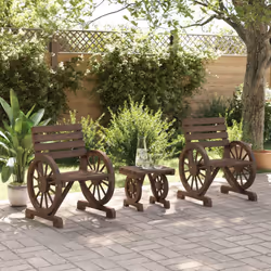 vidaXL Garden Lounge Set 3 Piece Outdoor Table and Chairs Set Solid Wood Fir