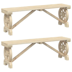 vidaXL Garden Benches Patio Bench Seat Outdoor Bench 2 pcs Solid Wood Fir