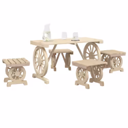 vidaXL Garden Dining Set 5 Piece Outdoor Dining Table and Chair Solid Wood Fir