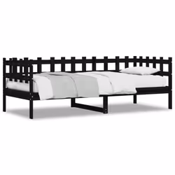 VidaXL 840381, Sofa bed, Black, Pinewood, 2035 mm, 980 mm, 685 mm