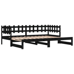 vidaXL Pull-out Day Bed Sofa Bed Guest Bed Frame Daybed Couch Solid Wood Pine - black, 80 x 200 cm