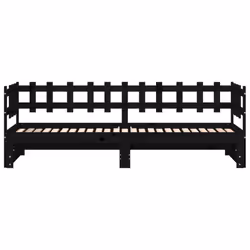 vidaXL Pull-out Day Bed Sofa Bed Guest Bed Frame Daybed Couch Solid Wood Pine - black, 80 x 200 cm - Additional view 5
