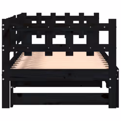 vidaXL Pull-out Day Bed Sofa Bed Guest Bed Frame Daybed Couch Solid Wood Pine - black, 80 x 200 cm - Additional view 8