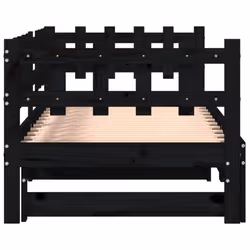 vidaXL Pull-out Day Bed Sofa Bed Guest Bed Frame Daybed Couch Solid Wood Pine - black, 90 x 200 cm - Additional view 8
