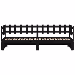 vidaXL Pull-out Day Bed Sofa Bed Guest Bed Frame Daybed Couch Solid Wood Pine - black, 90 x 190 cm - Additional view 5