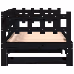vidaXL Pull-out Day Bed Sofa Bed Guest Bed Frame Daybed Couch Solid Wood Pine - black, 90 x 190 cm - Additional view 7