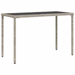 vidaXL Garden Table with Top Patio Dining Table Outdoor Table Poly Rattan - light grey, wood