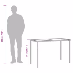 vidaXL Garden Table with Top Patio Dining Table Outdoor Table Poly Rattan - light grey, wood