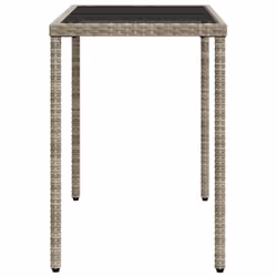 vidaXL Garden Table with Top Patio Dining Table Outdoor Table Poly Rattan - light grey, wood - Additional view 4