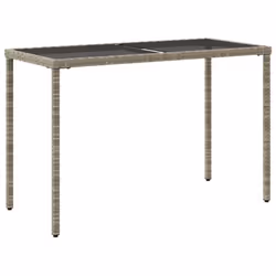 vidaXL Garden Table with Top Patio Dining Table Outdoor Table Poly Rattan - light grey, wood - Additional view 5