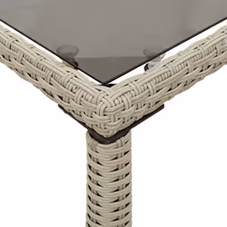 vidaXL Garden Table with Top Patio Dining Table Outdoor Table Poly Rattan - light grey, wood - Additional view 7
