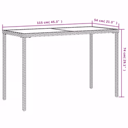 vidaXL Garden Table with Top Patio Dining Table Outdoor Table Poly Rattan - light grey, wood - Additional view 9
