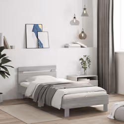 vidaXL Bed Frame with Headboard Bed Base Mattress Foundation Engineered Wood - grey sonoma, 100 x 200 cm - Additional view 2