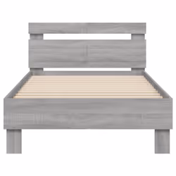 vidaXL Bed Frame with Headboard Bed Base Mattress Foundation Engineered Wood - grey sonoma, 100 x 200 cm - Additional view 4