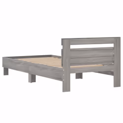 vidaXL Bed Frame with Headboard Bed Base Mattress Foundation Engineered Wood - grey sonoma, 100 x 200 cm - Additional view 6