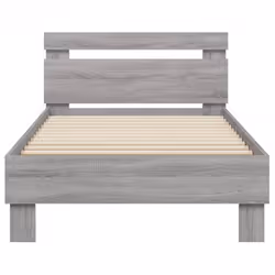 vidaXL Bed Frame with Headboard Bed Base Mattress Foundation Engineered Wood - grey sonoma, 90 x 200 cm - Additional view 4