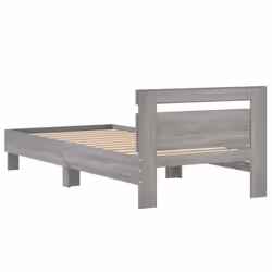 vidaXL Bed Frame with Headboard Bed Base Mattress Foundation Engineered Wood - grey sonoma, 90 x 200 cm - Additional view 6