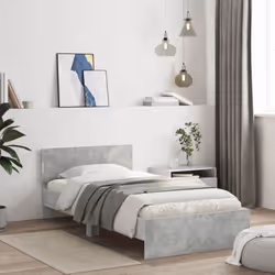 vidaXL Bed Frame with Headboard Bedroom Bed Base Mattress Foundation Bedstead - concrete grey, 100 x 200 cm - Additional view 2