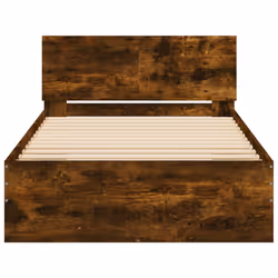 vidaXL Bed Frame with Headboard Bedroom Bed Base Mattress Foundation Bedstead - smoked oak, 100 x 200 cm - Additional view 4