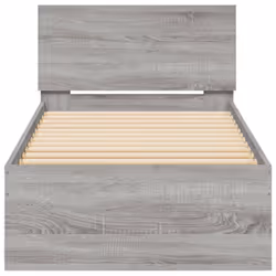 vidaXL Bed Frame with Headboard Bedroom Bed Base Mattress Foundation Bedstead - grey sonoma, 90 x 200 cm - Additional view 4