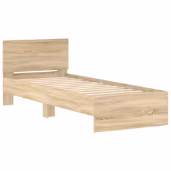 vidaXL Bed Frame with Headboard Bedroom Bed Base Mattress Foundation Bedstead - sonoma oak, 90 x 190 cm - Additional view 2