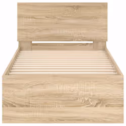 vidaXL Bed Frame with Headboard Bedroom Bed Base Mattress Foundation Bedstead - sonoma oak, 90 x 190 cm - Additional view 4