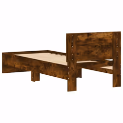vidaXL Bed Frame with Headboard Bedroom Bed Base Mattress Foundation Bedstead - smoked oak, 75 x 190 cm - Additional view 6