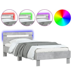 vidaXL Bed Frame with Headboard and LED Bed Base Bedstead Matress Foundation - concrete grey, 100 x 200 cm