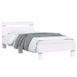 vidaXL Bed Frame with Headboard and LED Bed Base Bedstead Matress Foundation - white, 90 x 200 cm - Additional view 4