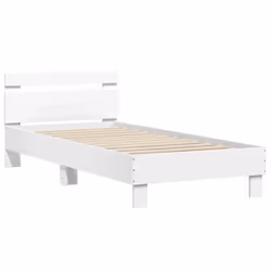 vidaXL Bed Frame with Headboard and LED Bed Base Bedstead Matress Foundation - white, 90 x 200 cm - Additional view 5