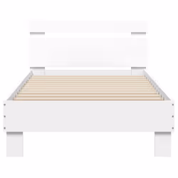 vidaXL Bed Frame with Headboard and LED Bed Base Bedstead Matress Foundation - white, 90 x 200 cm - Additional view 6