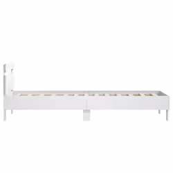 vidaXL Bed Frame with Headboard and LED Bed Base Bedstead Matress Foundation - white, 90 x 200 cm - Additional view 7