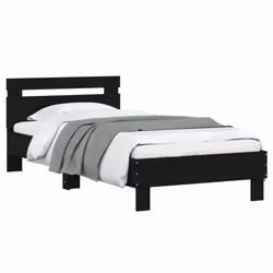 vidaXL Bed Frame with Headboard and LED Bed Base Bedstead Matress Foundation - black, 90 x 200 cm - Additional view 4